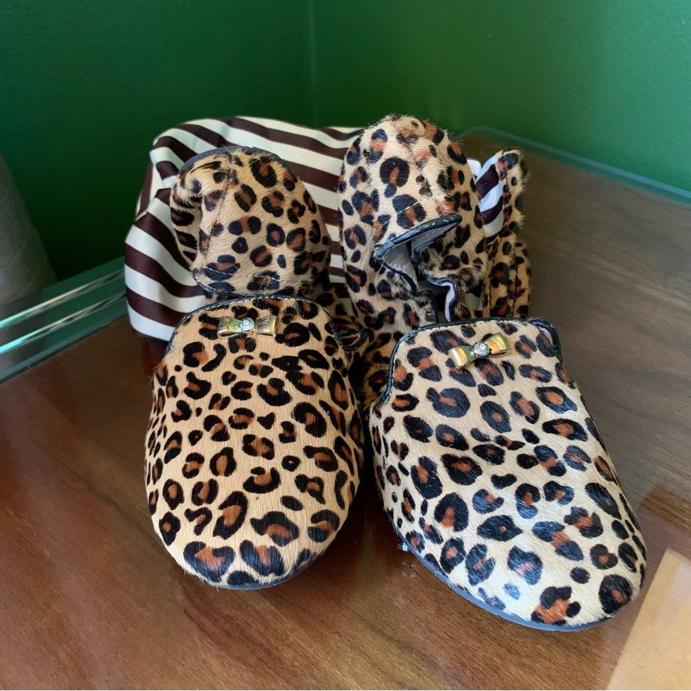 henri bendel Leopard Print Foldable Flats with Gold Accent